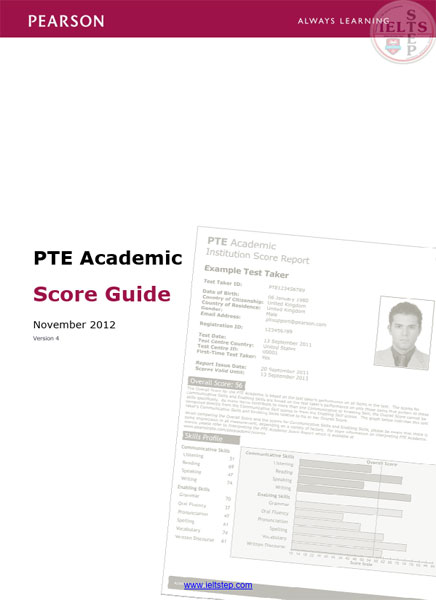 کتاب PTE ACADEMIC SCORE GUIDE